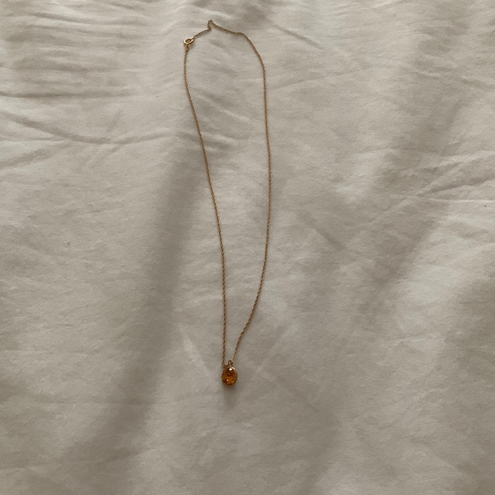 Gold PLATED Necklace W/ Yellow Sapphire Pendant